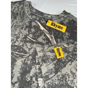 Rhyme Mens Short Sleeve Sweatshirt Grey Tree Bark Camo Fleece Crew Neck Small S